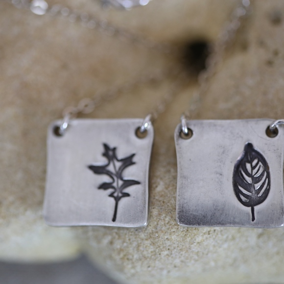 Oak leaf necklace in sterling by Katherine Sheetz - Picture 6 of 8